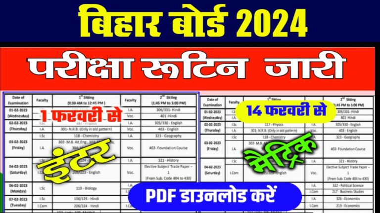 Bihar board matric inter exam date 2023